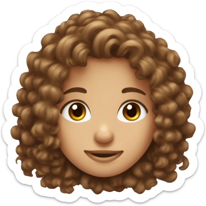 Long Brown Curly hair with blue eyes girl smiling with mole in middle of forehead  sticker