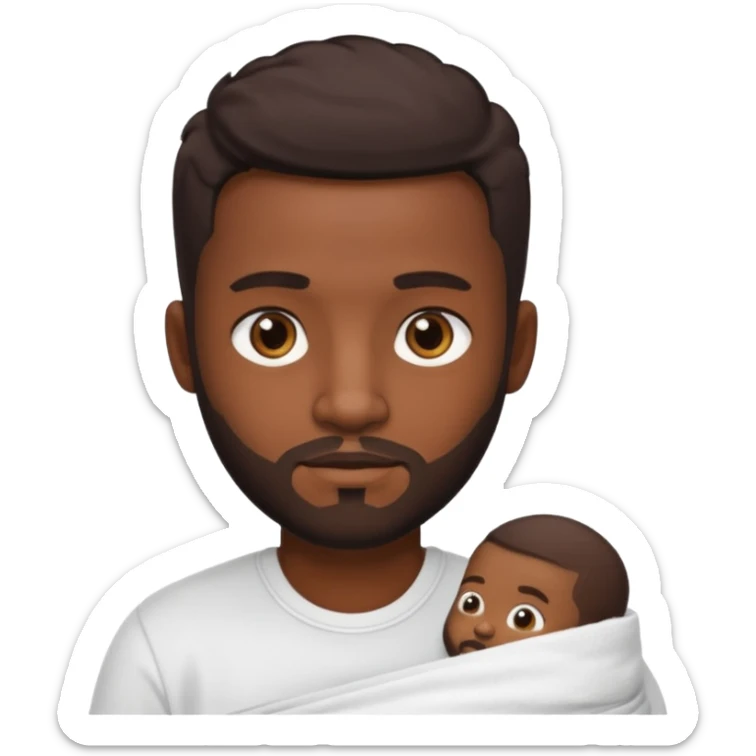 Dark brown skin man with a light beard and a nappy fade haircut with dark brown eyes sticker