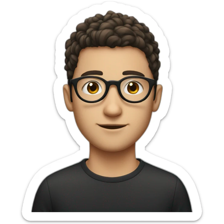 A white boy with black circular glasses with a red back and hair like Hakim Ziyech sticker
