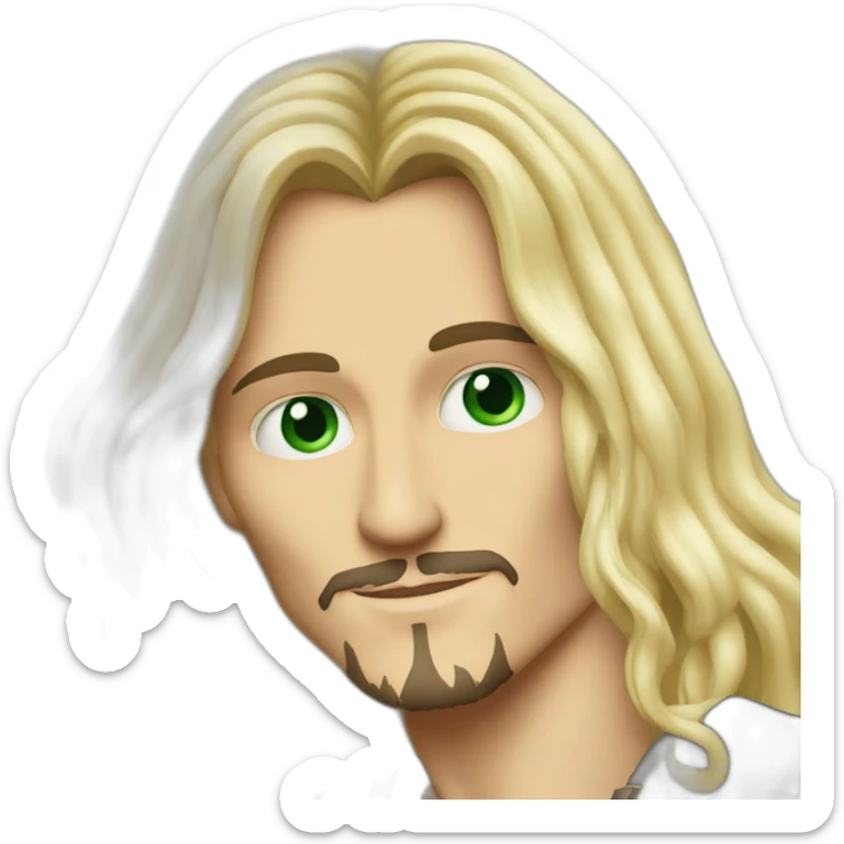 Johnny Depp hugging blond woman with green eyes amd very very very long hair sticker