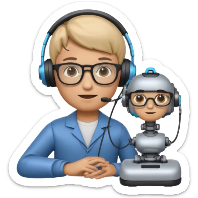 A 3D emoji with a Memoji style that the depicts a person who is learning to become a mechatronic as his highchool extended profile. He is a young boy in a highschool age. sticker