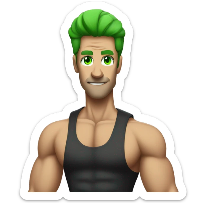 Muscle ,man ,green eyes , tall, gamer, moody , music  sticker