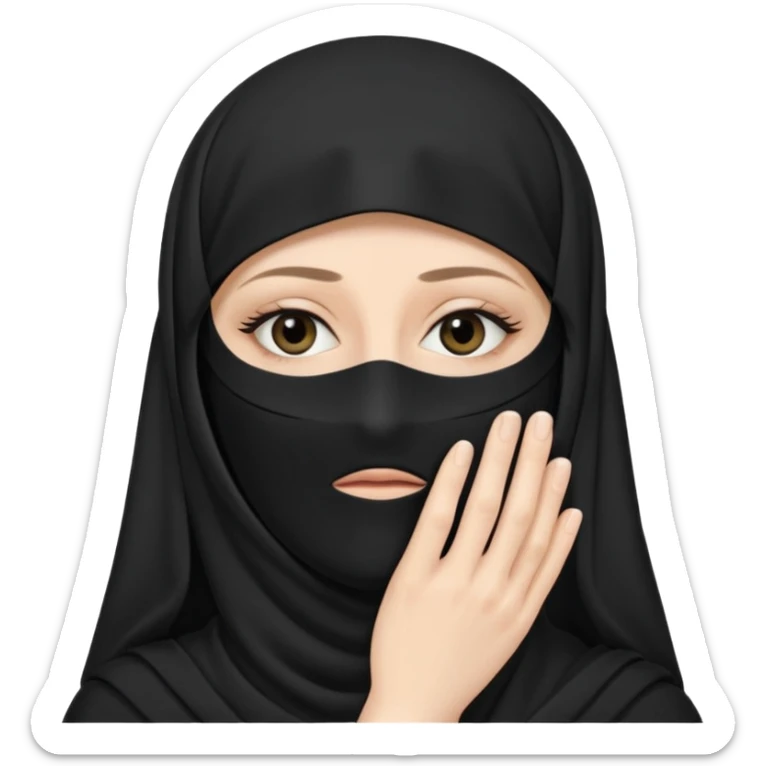 Black bedoon essm niqab wearing white women that cover their face & forhead only show eyes sticker