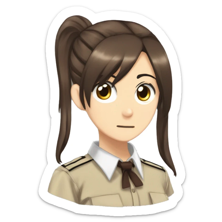 Sasha Braus brown hair hair in a ponytail anime attack on titan sticker