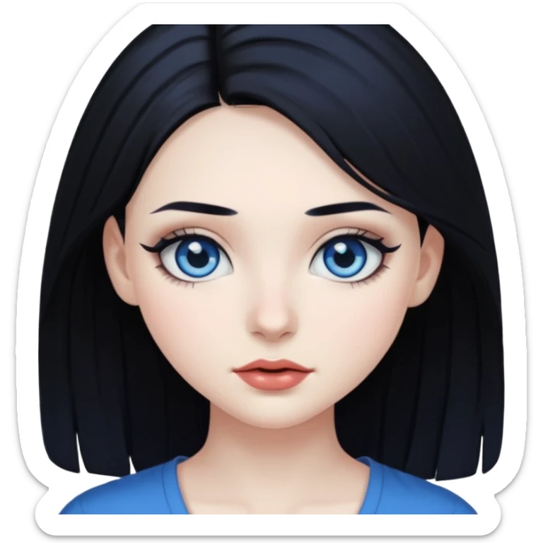 Pale Girl With Black Hair, Blue Eyes, dark makeup sticker