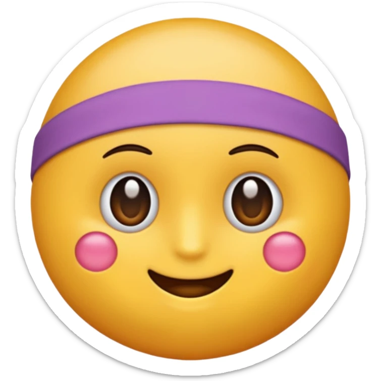maak en emoji die moe is door het sporten het heeft een tennis band op zijn hoofd en hij is super moe  sticker