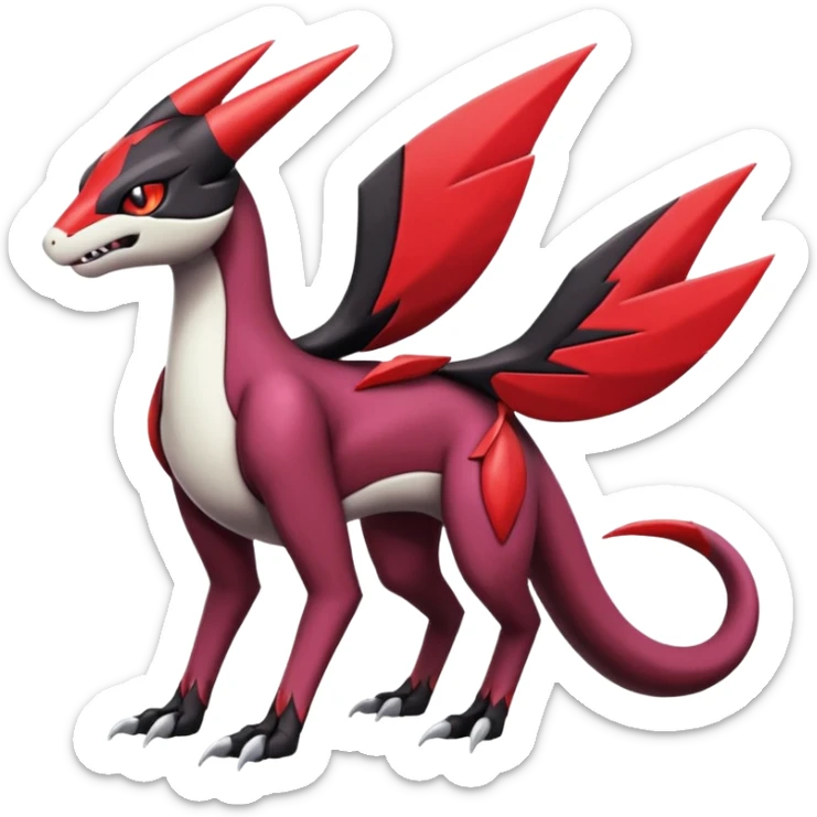 Colorful Cool Badass  Meloetta-Zangoose-Noivern-Salandit-Guilmon-Darkrai-Pokémon-Fakémon-fusion-hybrid-creature sticker