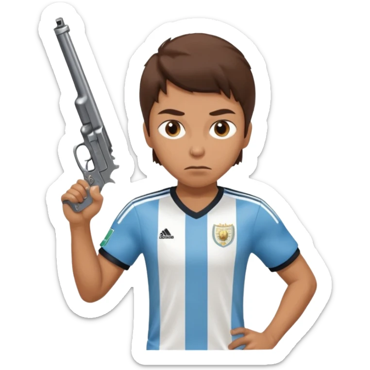 haz un turro con una biszera para atras y con un arma remera argentina pero arma de fuego que tenga un revolver  solo sticker