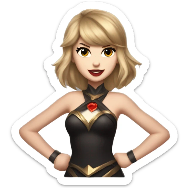 Taylor swift appearing in league of legends as a hero sticker