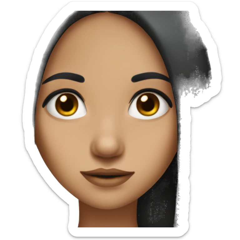 long black hair girl with brown eyes pirsing in the nose sticker