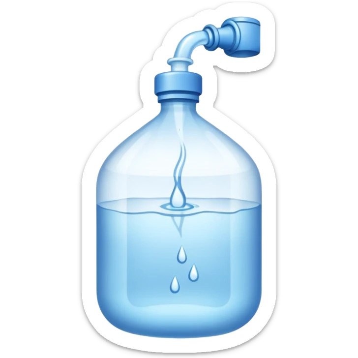 bag of water with a tied top, clear and shiny sticker