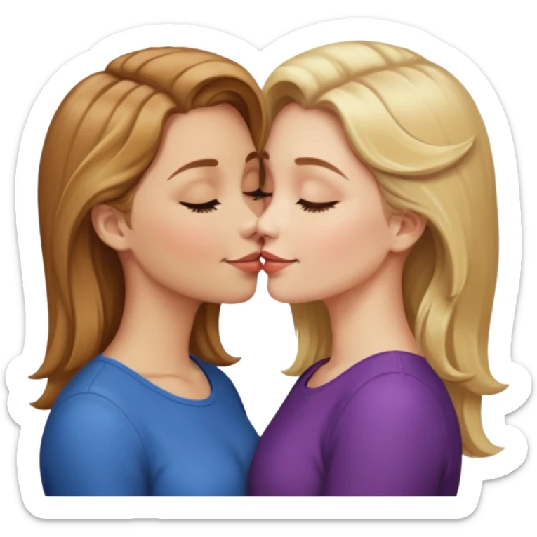 👩🏻‍❤️‍💋‍👩🏼 but light brown hair instead of blonde on the girl on the right  sticker