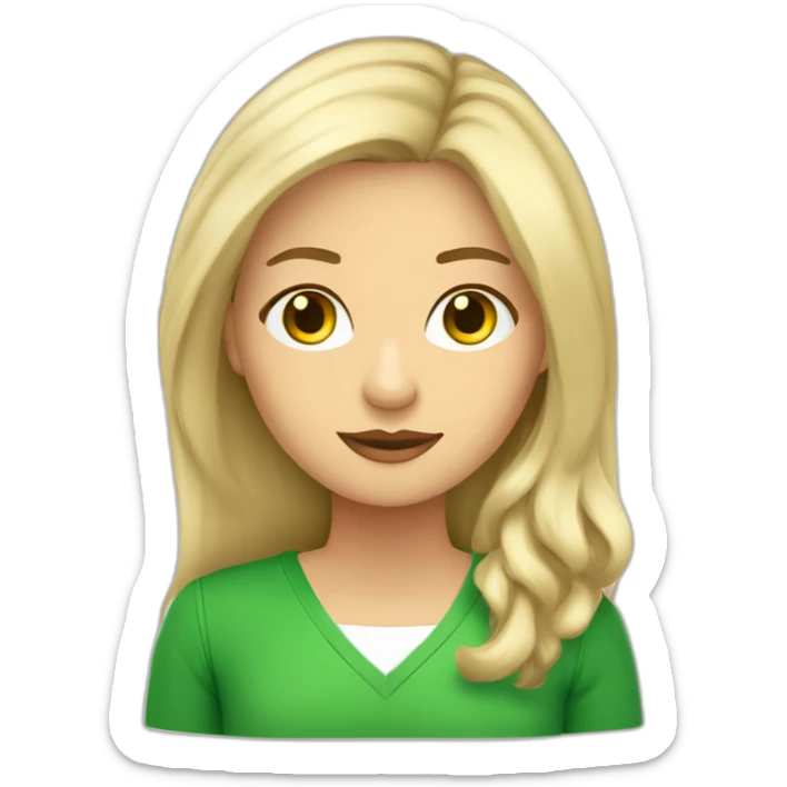 mujer rubia-pelo largo ondulado-ojos verdes-con cuaderno con bandera inglesa sticker