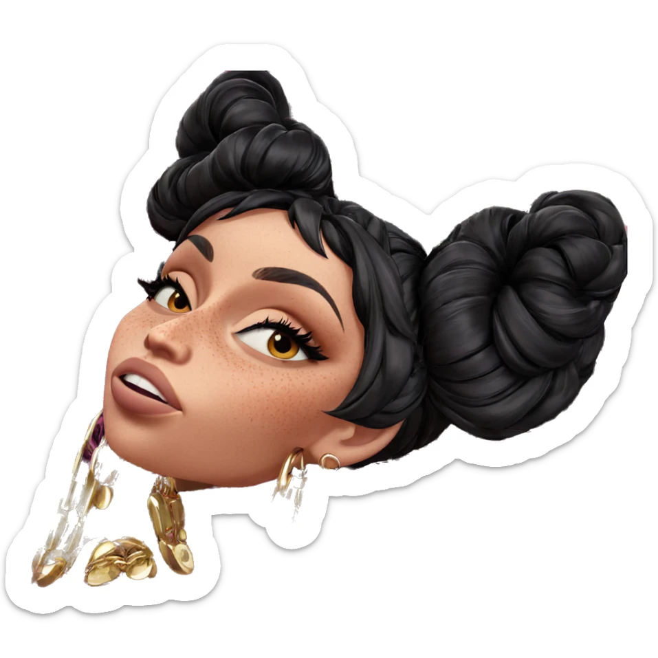 freckled girl with earrings sticker