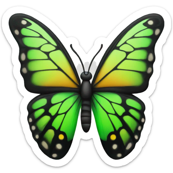 Butterfly has a different color of the wings the left is black and the right is green sticker