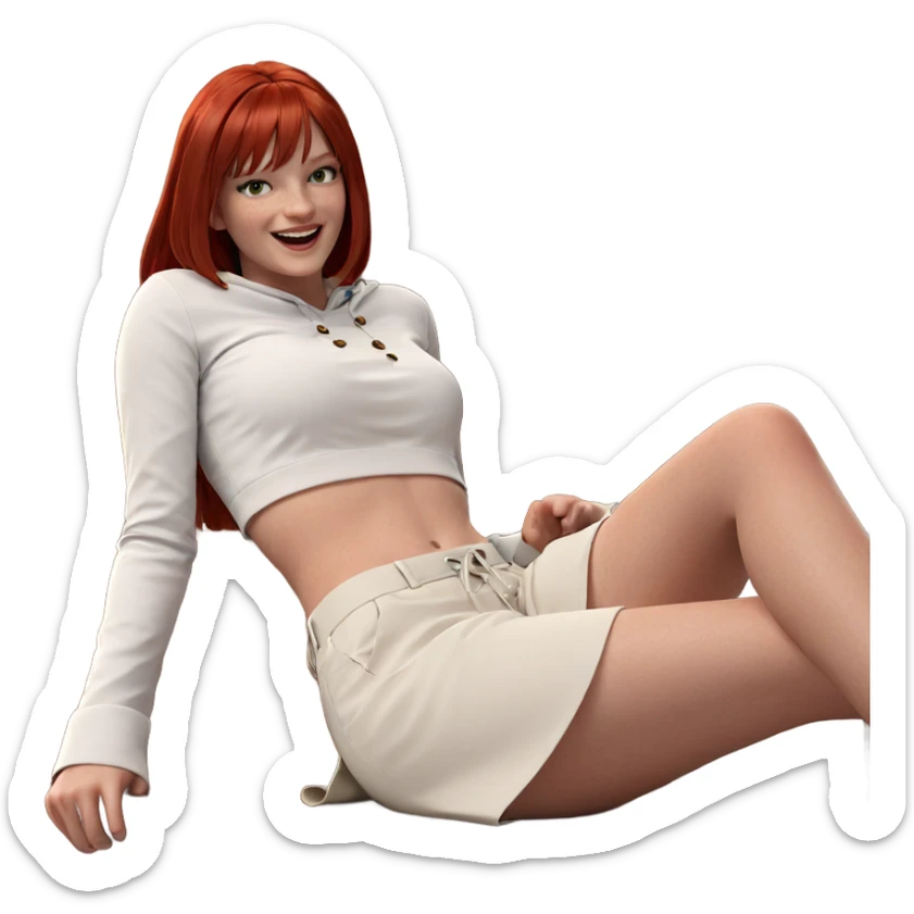 happy girl with red hair sticker