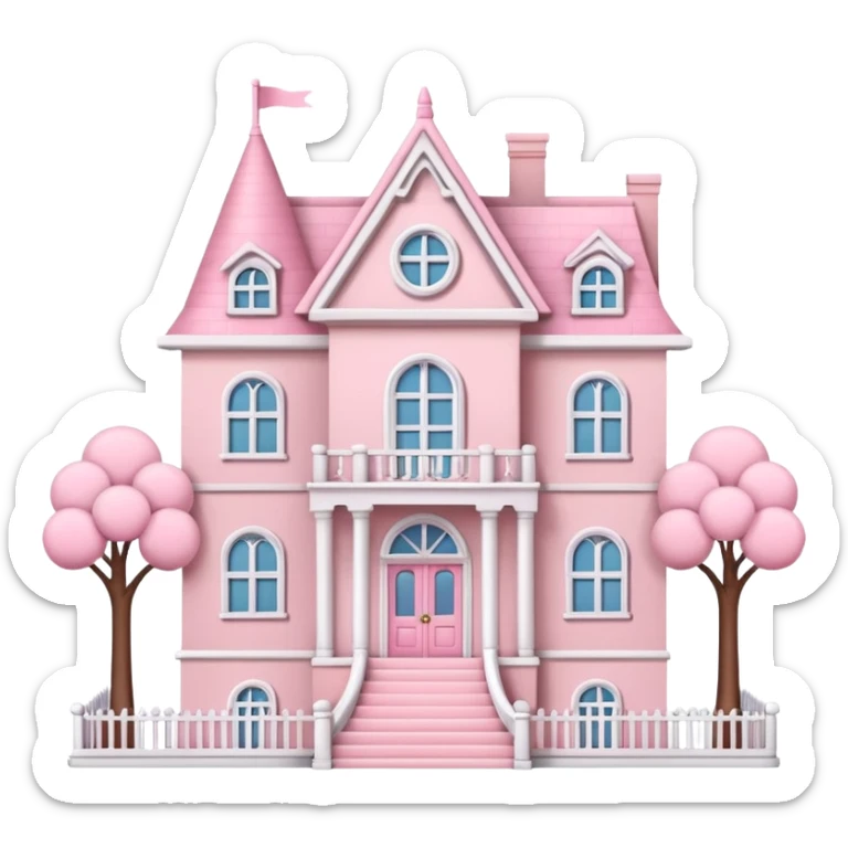 baby pink doll mansion with miniature furniture  sticker