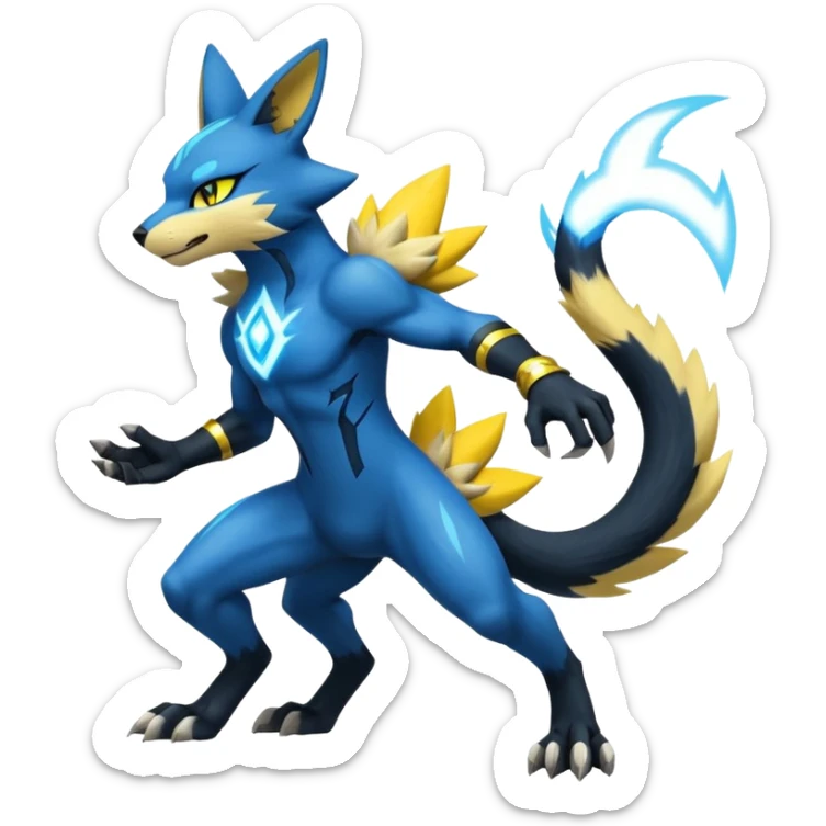 Zeraora-Lucario-Luxray-Fakémon-hybrid-creature (full body)  sticker