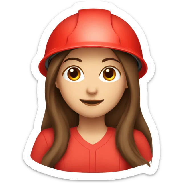 girl with a long brown hair wearing red colored safety helmet sticker
