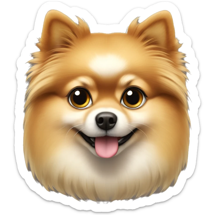 Pomerania dorado con pelo corto y solo pelo por al rededor de la cara ojos marrones y nariz negra sticker