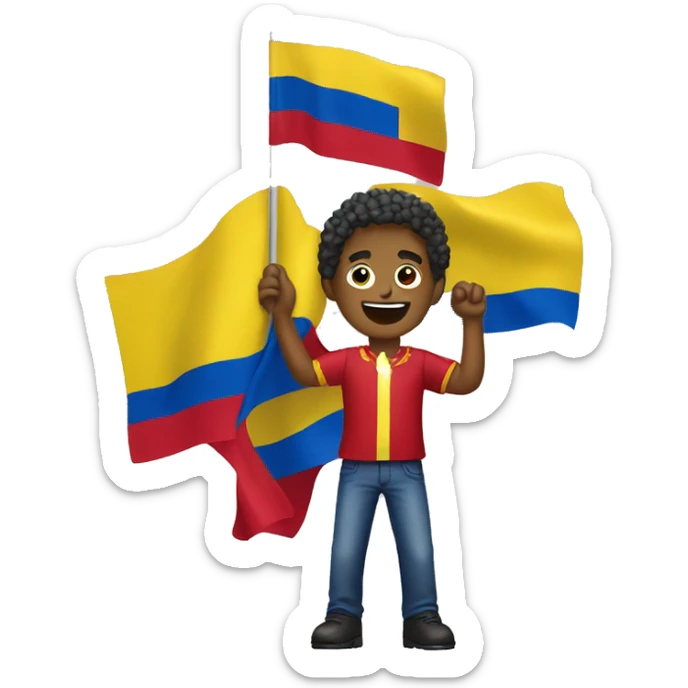 Persona celebrando con la bandera de colombia sticker