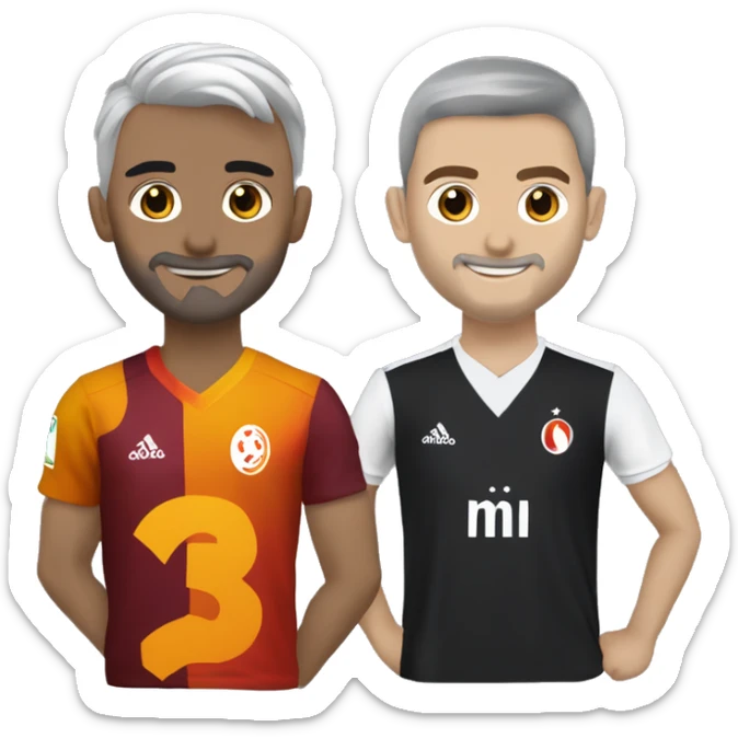 beşiktaş forması giymiş bir kız ve galatasaray forması giymiş bir erkek el ele yürüyorlar sticker