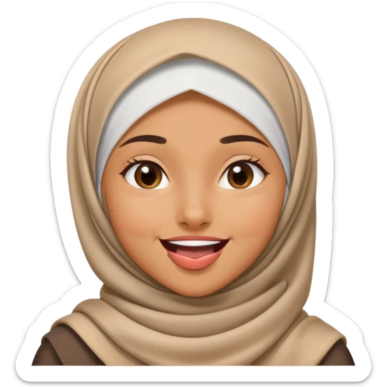 nữ, 15 tuổi, đội khăn hijab, tongue out, cười tươi sticker