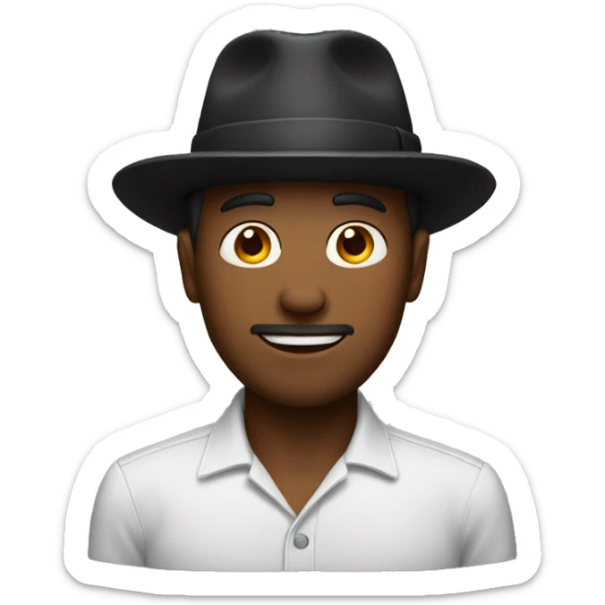 man with a hat on the head of black color sticker