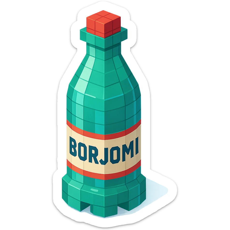Borjomi bottle with a glossy finish sticker