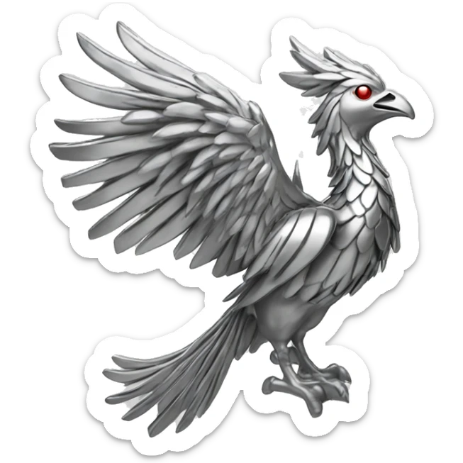 Rising Phoenix bird made of platinum metal  sticker