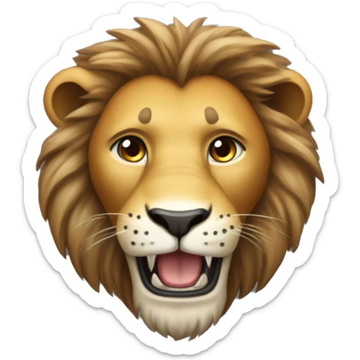 Create an animated emoji of a lion for Telegram. The lion should be cute and expressive, with a detailed mane and playful movements. The animation should include the lion blinking, roaring softly, and wagging its tail. sticker