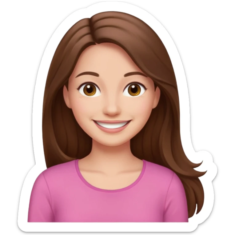 Painting women. smilling   Long hair,  lunette peinture top pink sticker