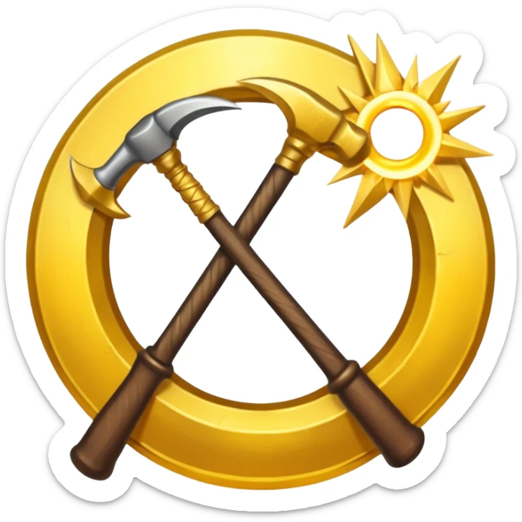 The Sickle and the Hammer are crossed, and behind them are the rays of the sun sticker