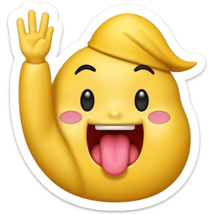 I want you to make an emoji with their tongue out and make their hand like their are avoiding something  sticker