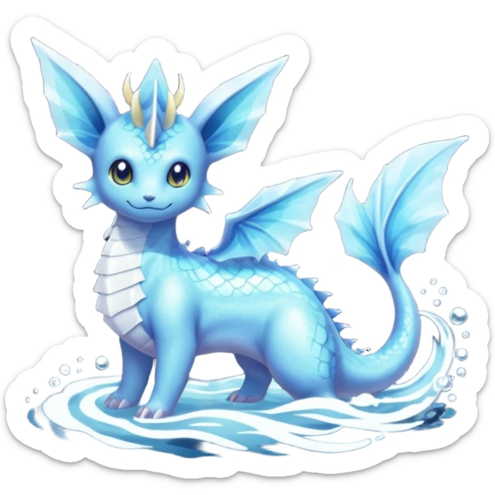 Lumineon-Vaporeon-Amaura-Dragonair-Fakémon-hybrid-creature (full body)  sticker