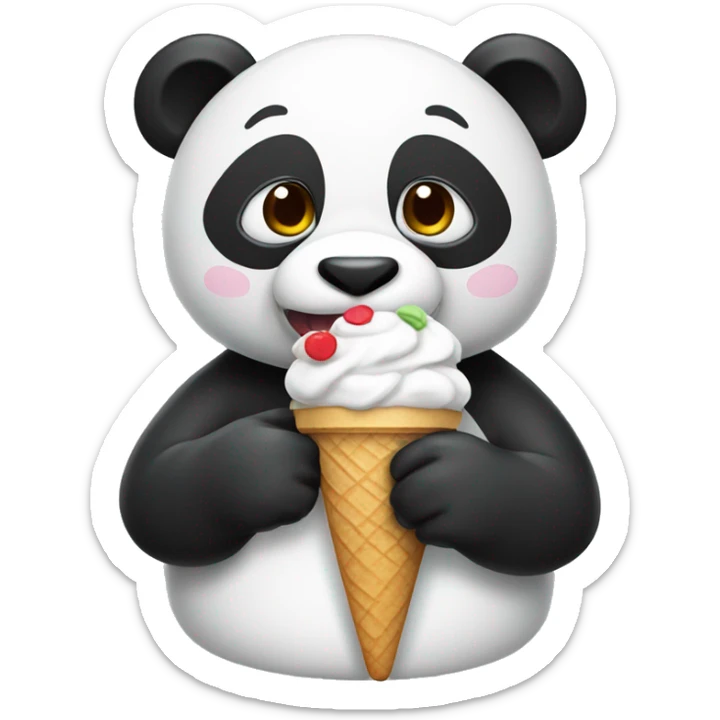 Panda eating ice cream sticker