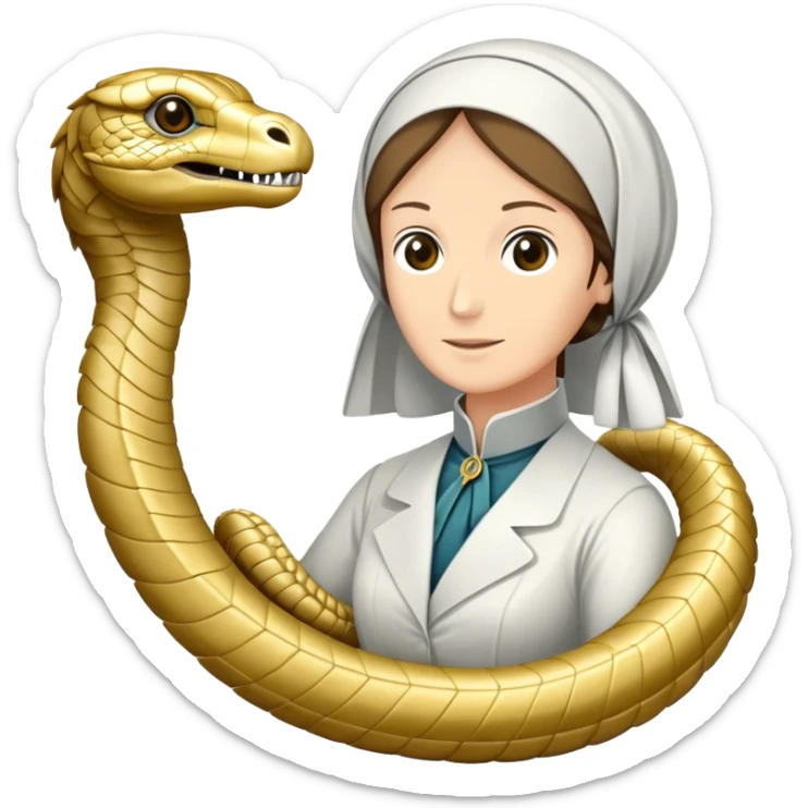 símbolo da enfermagem, incluindo a lâmpada de Florence Nightingale, o bastão (cajado de Asclépio) e a cobra enrolada sticker