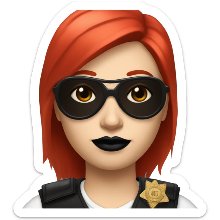 A BSCO (GTA) sheriff with red hair and aviators and black lipstick sticker