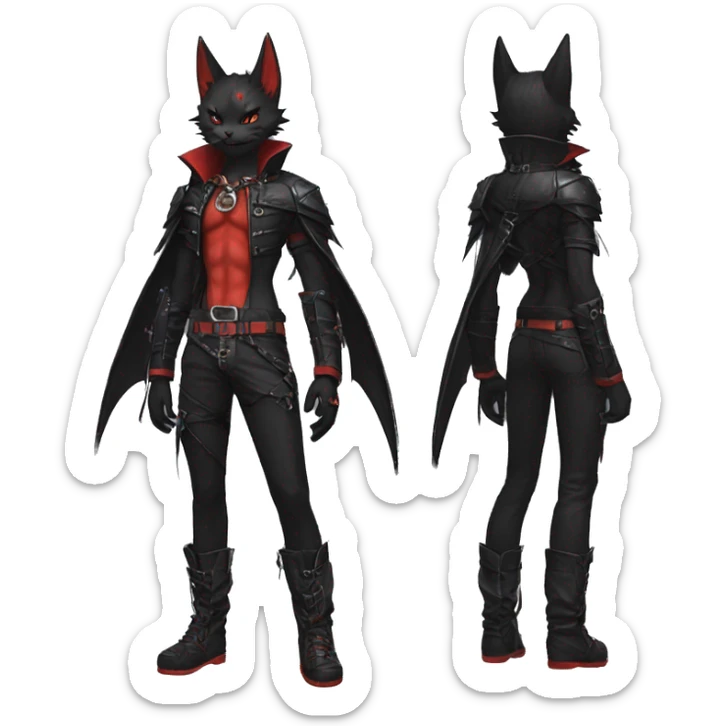 cool edgy black punk red fantasy nargacuga-bat-cat-Fakemon collar harness full body sticker