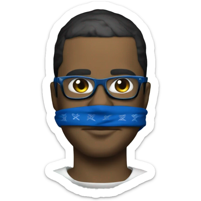 gta syle gangster with blue bandana, blue chain, and glasses  sticker