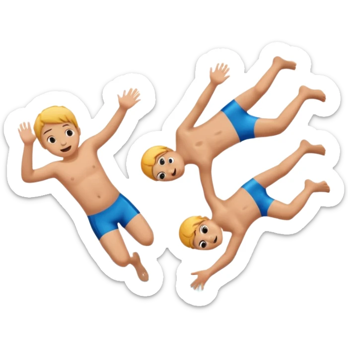 Kids doing a belly flop in to a pool full of water sticker