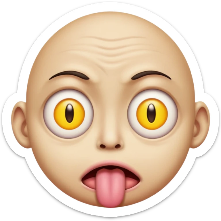 ugly pleading with eyes yellow emoticon🥺👀 emoji with tongue out sticker