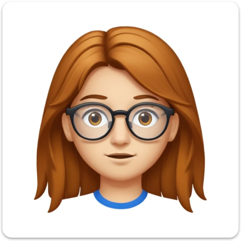 Une adolescente avec des taches de rousseurs, des grandes lunettes, des cheveux châtains clair longs et lisses et des yeux marrons  sticker