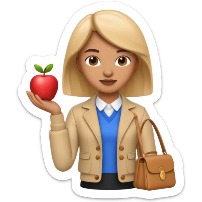 A 3D emoji with a apple Memoji style that the depicts a person who is learning to become a fashionista as her highchool extended profile. She is young in a highschool age. sticker