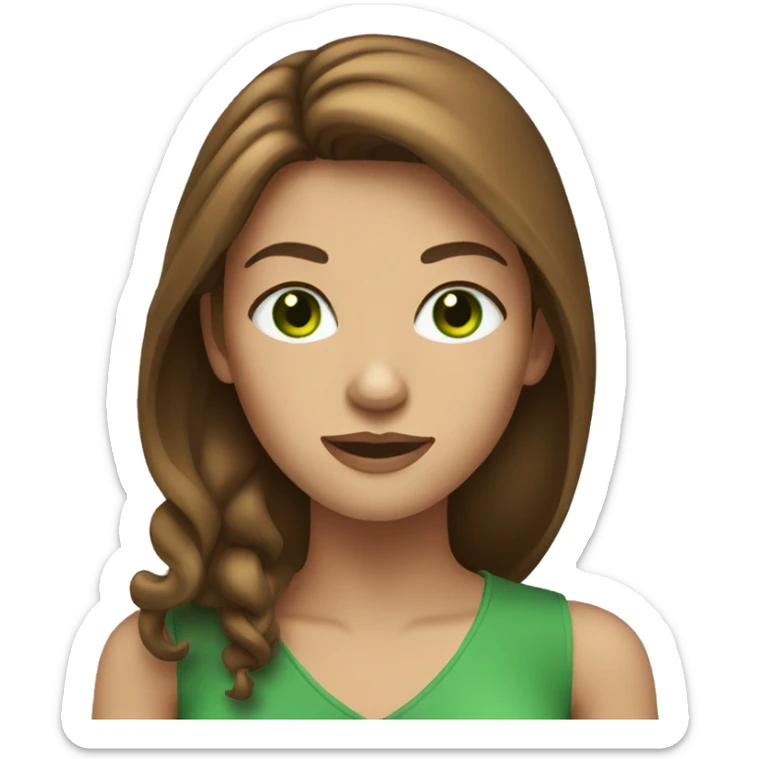 woman with long brown hair and green eyes sticker