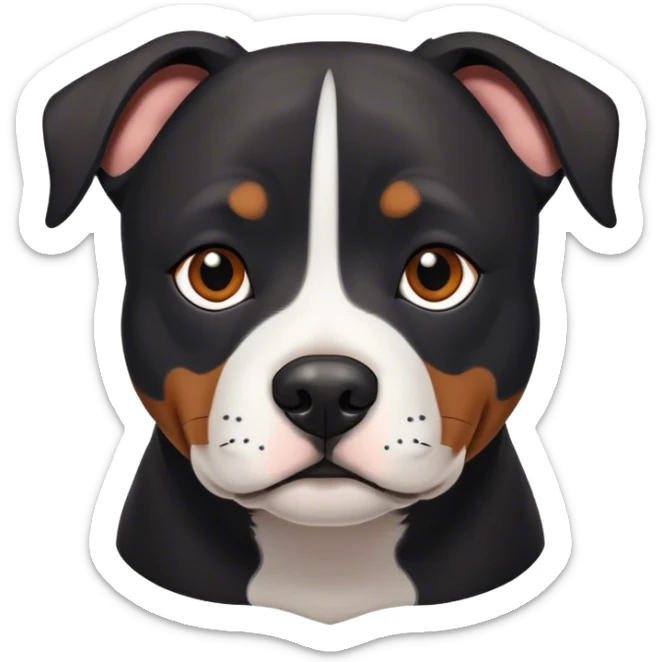 Staffy noir avec tache blanche sur le poitraill et yeux marrons sticker