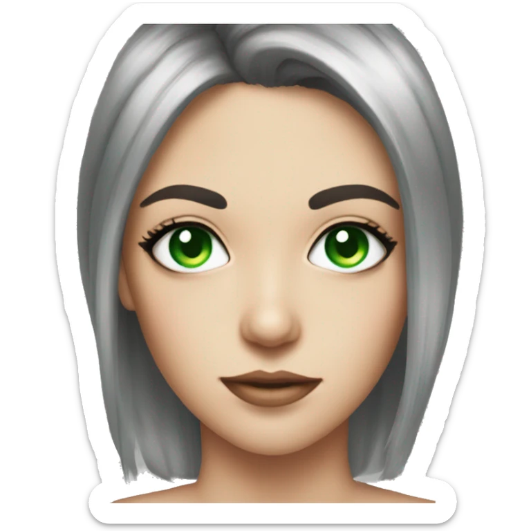 green eyes.. black hair… i wanna hold a strawberry and black outfit maybe tank top sticker