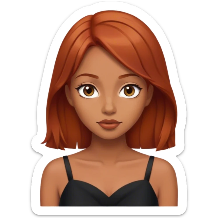 beautiful  blunt woman  with reddish blunt hair with black dress sticker