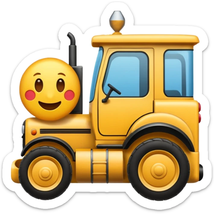 voglio che crei un emoji di un trattore che rimuove il codice per pulirlo sticker