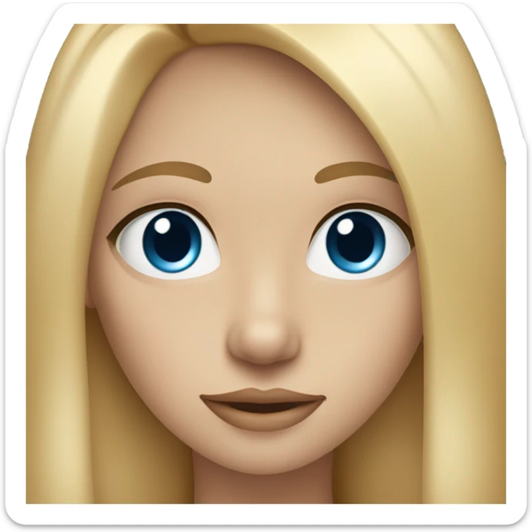create me a blonde girl with blue eyes, long straight hair, a beautiful Bose, no too big lip sticker
